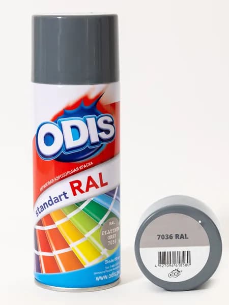Краска аэрозольная акриловая ODIS standart RAL 7036 платиново-серый 450 мл