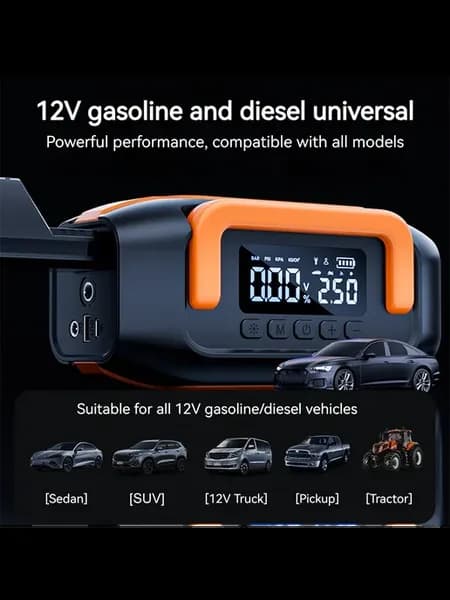 Jump Starter+Air Compressor, портативный для авто, LED