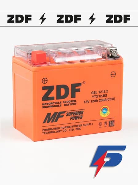 АКБ ZDF Мото Аккумулятор 1212.2 YTX12-BS 12V 12Ah 12В 12Ач 200А GEL Гелевый прямая