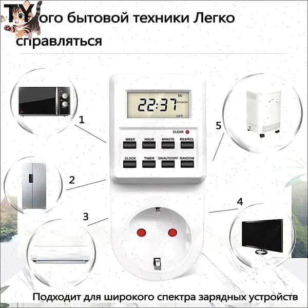 Умная розетка с таймером, электронный программируемый таймер для включения и выключения электроприборов.