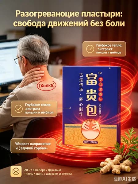 Пластырь от холки и вдовьего горба на шее, 20 шт. Разогревающий патч с травами для разглаживания шеи и снятия боли. Китайская медицина
