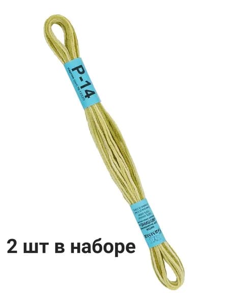 Мулине GAMMA нитки для вышивания меланж 2 шт. по 8 м, Р-14 фисташковый-бледно-желтый