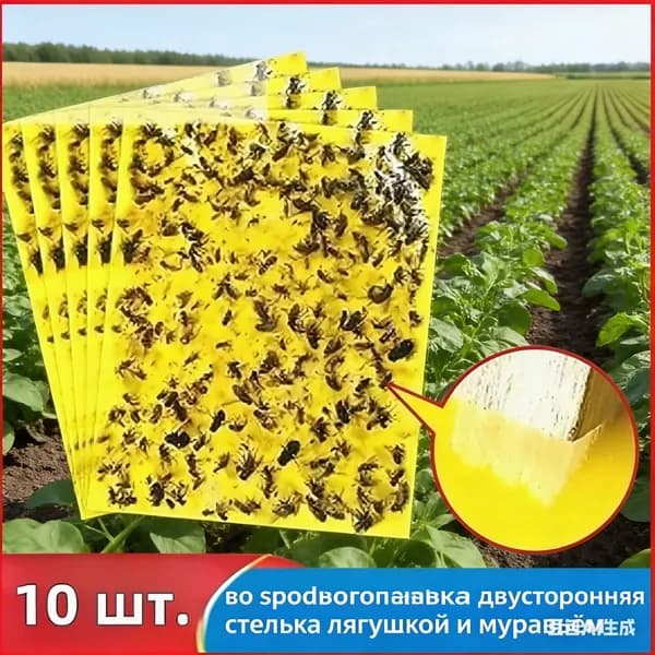 Двусторонняя клеевая ловушка для насекомых, водоотталкивающая, 10 штук.