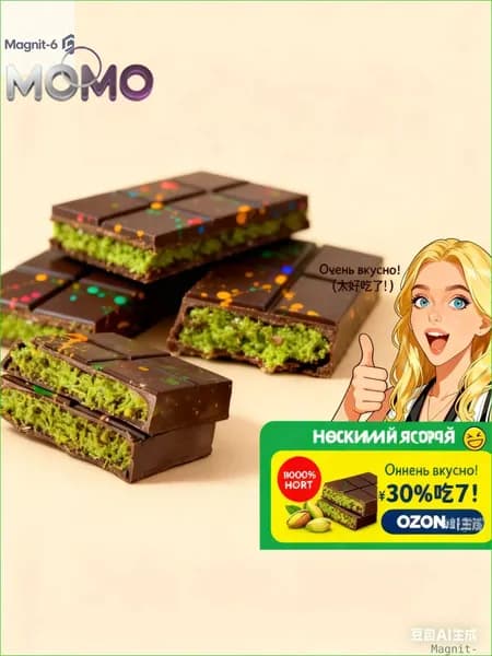Бестселлер ОзонОзоновый хит! Нежный шоколад с фисташковой пастой и кунжутными нитями со вкусом Дубая, 2 шт