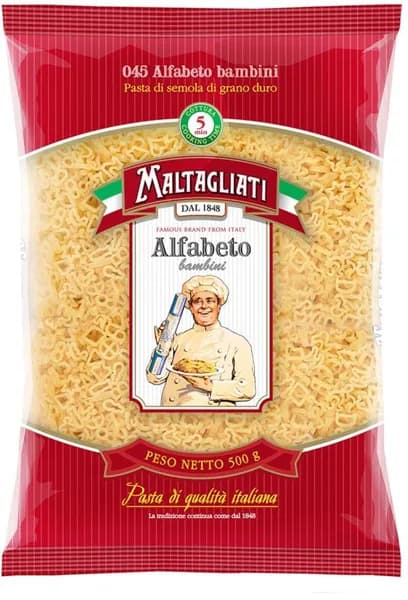 Макароны Maltagliati алфавит alfabeto 450г