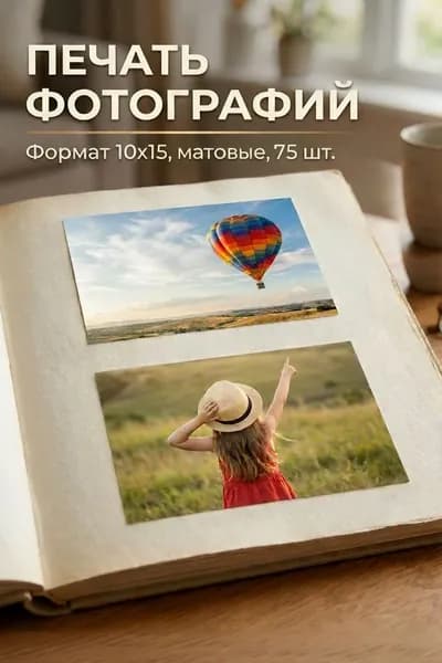Печать фотографий 10х15, матовые, 75 шт.