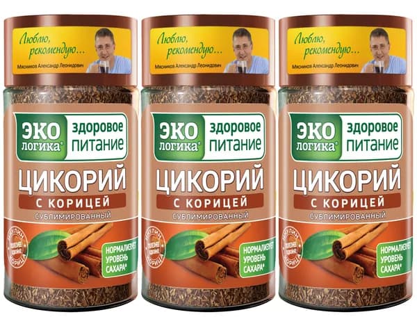 Цикорий Экологика с корицей, сублимированный в банке, 85г х 3шт