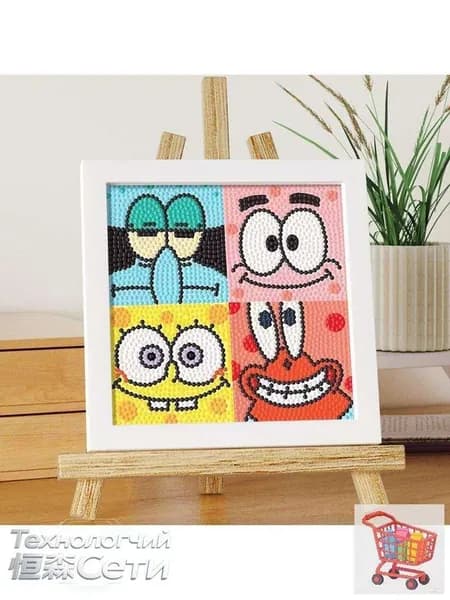 алмазная мозаика на подрамнике 17x17cm круглые для детей