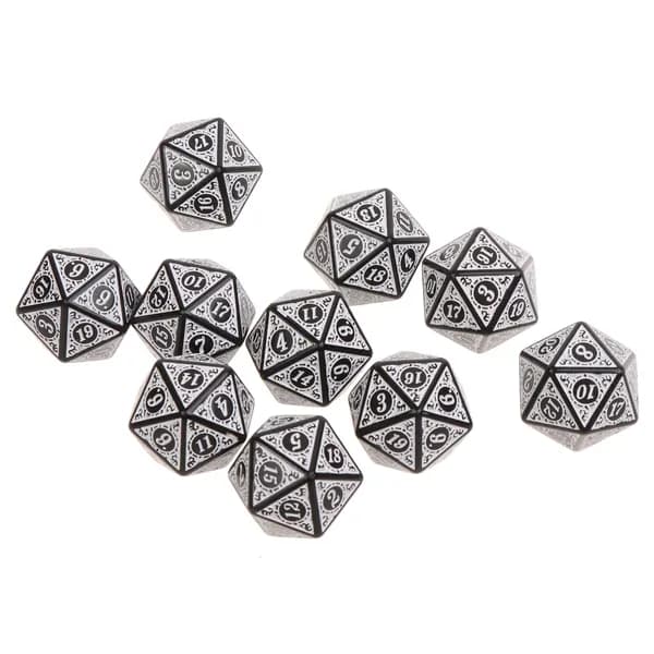 10 шт. 20-гранные кубики D20, Белый