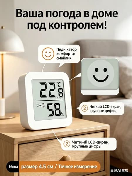 Умный датчик температуры и влажности, LCD, Алисой
