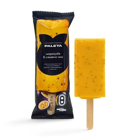 Десерт замороженный Paleta мороженое-смузи "Маракуйя и семена чиа", 70г