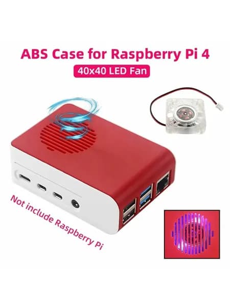 Красно -белый акриловый корпус для Raspberry Pi 4 с охлаждающим вентилятором и подсветкой