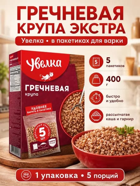 Гречневая крупа 1 упаковка 400 грамм