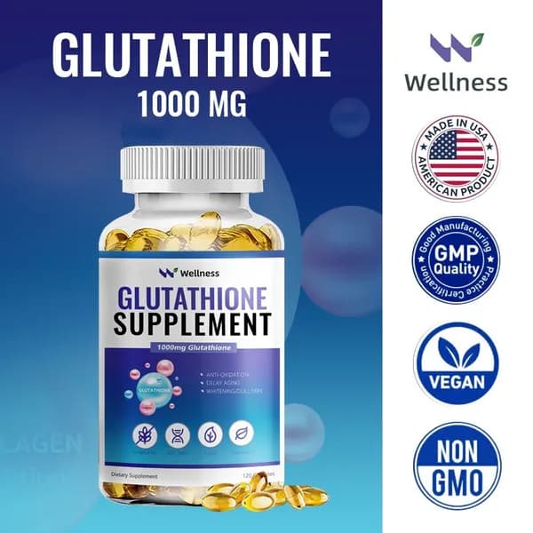 Wellness Glutathione Добавка1000 мг восстанавливает клетки кожи, улучшает тусклую кожу, отбеливает кожу