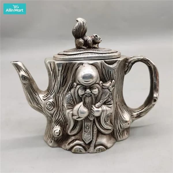 Чайник винтажный, серебристый, медный