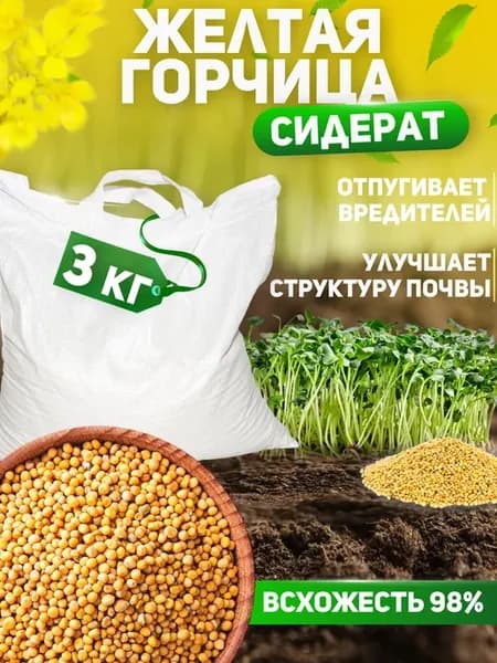 Горчица желтая семена сидерат для почвы и огорода 3 кг