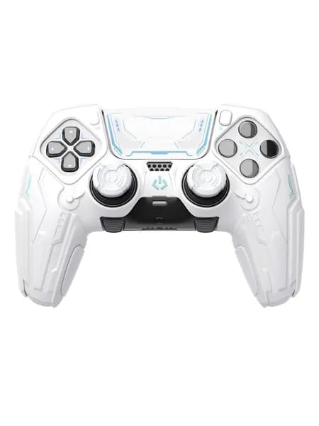 PlayVital защитный чехол для контроллера PS5 Edge Stellar Mecha, мягкий силикон, амортизация ударов, с насадкой на стик, белый/серый