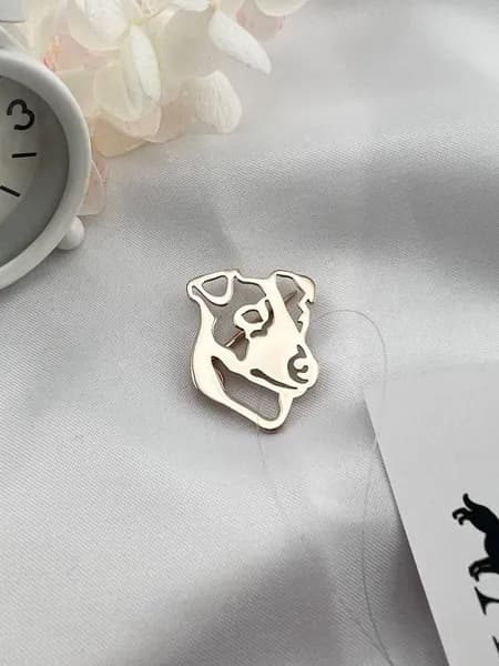 DIAMOND ANIMAL брошь значок с собакой Джек Рассел Терьер, серебро 925 с позолотой