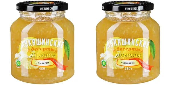 Лукашинские Фруктовые консервы Лимоны с имбирем Зимняя серия, 450 г, 2 шт