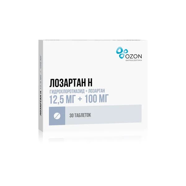 Лозартан-Н таблетки п/о плен. 12,5мг+100мг 30шт