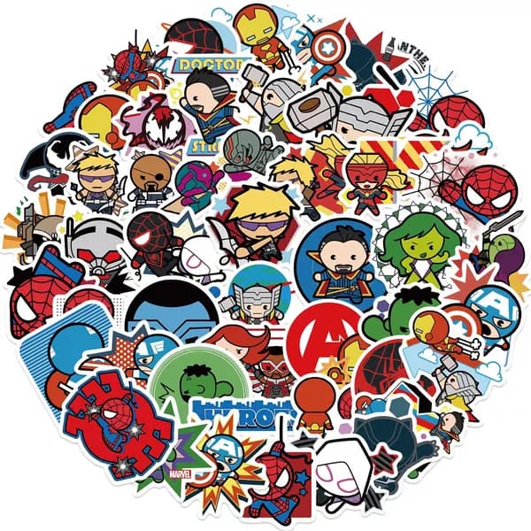 Marvel Набор наклеек 1 комплект 50 шт The Avengers Iron Man Thor Captain America Стикеры самоклеящиеся
