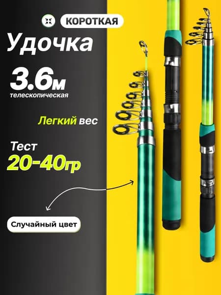 Удочка для рыбалки. Удилище телескопическое 360 см. Спиннинг для рыбалки