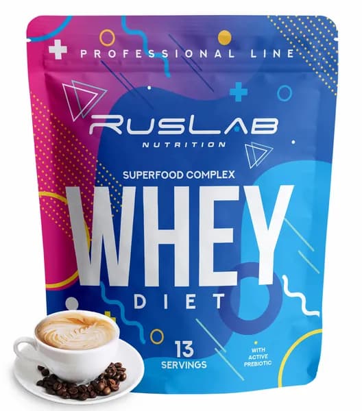 DIET WHEY протеин сывороточный,белковый коктейль для похудения,заменитель пищи (416 гр),вкус капучино