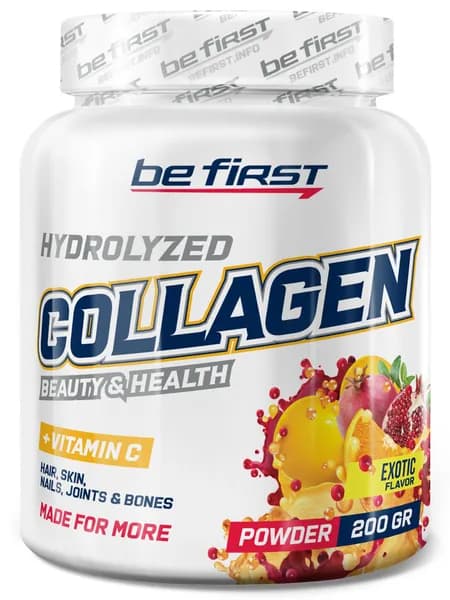 Коллаген для суставов с витамином C Be First Collagen Powder - 200 грамм, экзотика