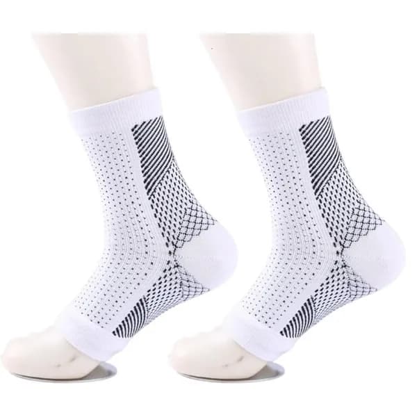 Дышащие компрессионные носки с влагоотводящими свойствами для спорта, бега и тренажерного зала из нейлона, Белый - M