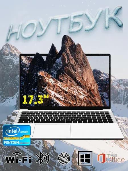 ERNMY Ноутбук 17.3", Intel Pentium Gold 6500Y, RAM 16 ГБ, SSD 512 ГБ, Intel UHD Graphics 615, Windows Pro, (1), серебристый, Русская раскладка