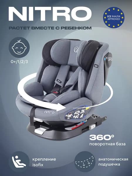 Автокресло детское поворотное Rant Nitro isofix, Grey/Black
