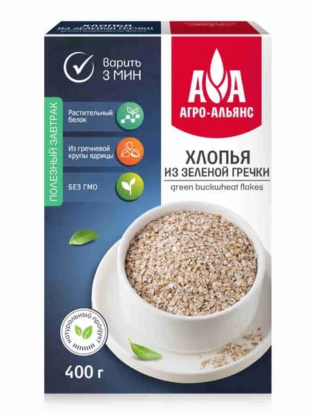 Хлопья из зеленой гречки Агро-Альянс 400 г