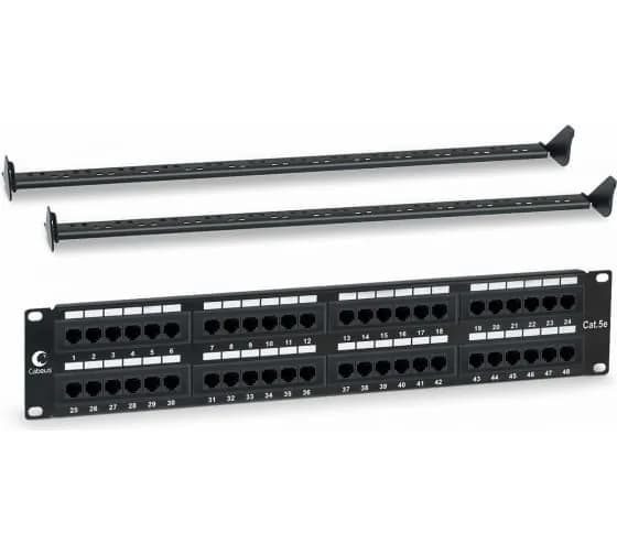 Патч-панель Cabeus 2U, 48 портов, RJ-45, категория 5e, PL-48-Cat.5e-Dual