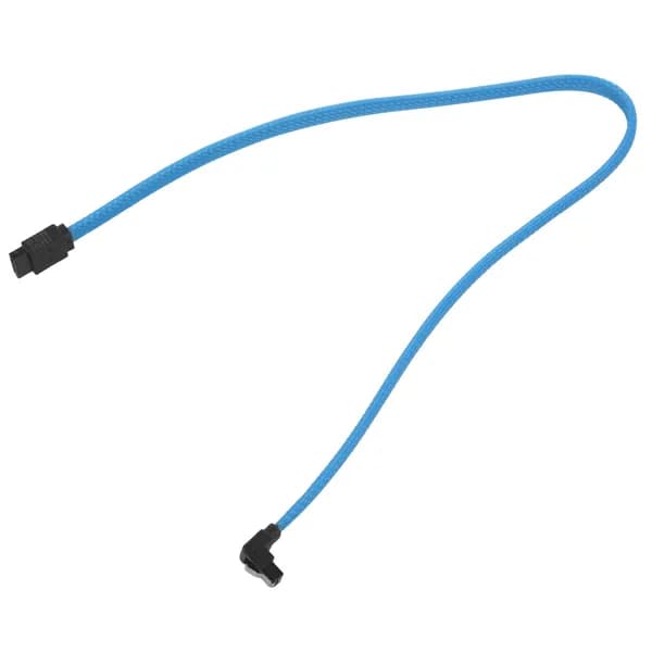 Кабель SATA 3.0 7-pin 50 см, 6 Гб/с, для SSD/HDD, с нейлоновой оплёткой и защёлкой (синий)