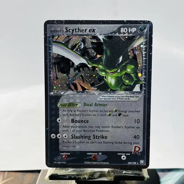 Портативные карты PKM T Настройка и прокси высококачественной фольги Rockets Scyther ex Team Rocket Returns (TR) #102