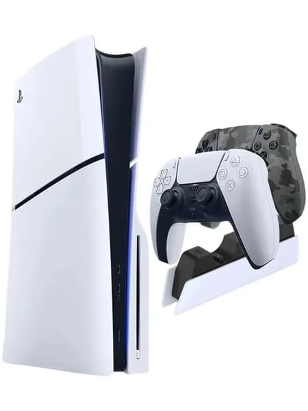 Sony PlayStation 5 Slim с дисководом + Второй геймпад серый камуфляж и зарядная станция