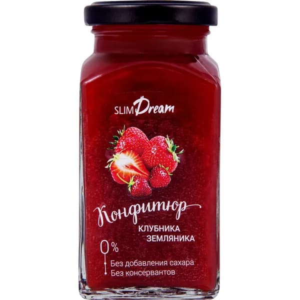 Конфитюр SLIMDREAM Клубничный-земляничный без сахара, 300г