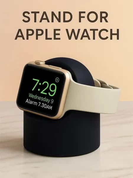 Подставка для зарядки умных часов / Apple Watch / Силиконовая круглая подставка черная
