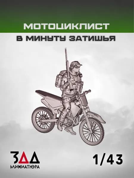 3ДД Военный мотоциклист в момент затишья 1/43, 8 деталей + 1 солдат, Россия