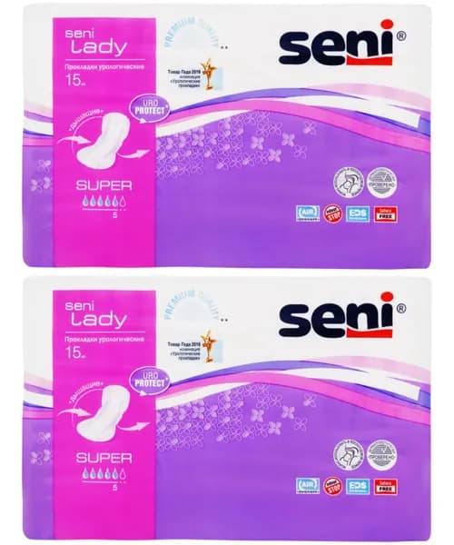 Seni Прокладки урологические для женщин Lady super, 15 шт в уп, 5 уп/