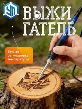 Выжигатель по дереву с набором насадок, прибор с регулировкой мощности для творчества и ремесла