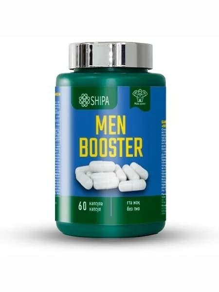 Men Booster SHIPA, комплекс для мужчин, энергия и выносливость, цинк + селен + витамины C, E, B6, D3, 90 капсул
