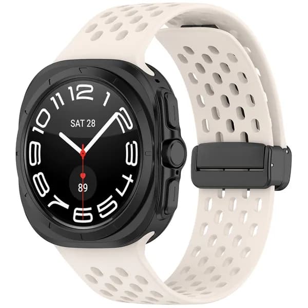 Силиконовый ремешок для Samsung Galaxy Watch Ultra 7 47 мм с магнитной застёжкой и перфорацией