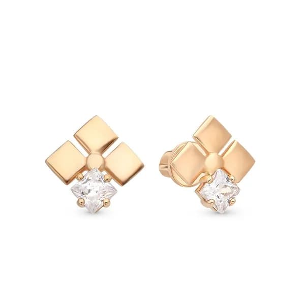 Серьги женские с фианитами из красного золота 375 пробы 585GOLD