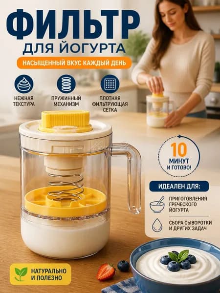 Фильтр для йогурта прозрачный пластиковый, сепаратор сыворотки с прессом для домашнего завтрака, густой греческий йогурт