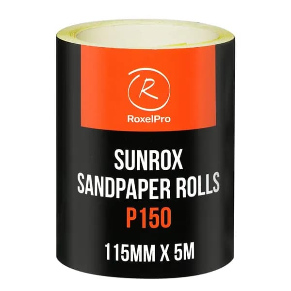 RoxelPro Наждачная бумага SUNROX в рулоне 115мм х 5м, золотистая, Р150