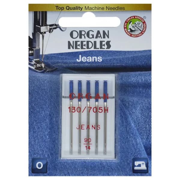Иглы ORGAN для швейных машин, для джинсовой ткани № 90, 5 шт Blister