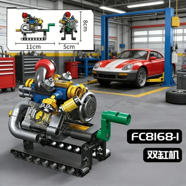 Электрическая сборная модель механического двигателя V8, конструктор совместимый с Lego, настольная игрушка подарок