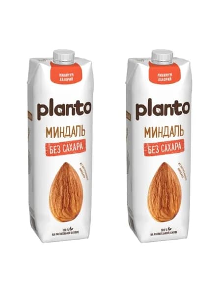 Planto Напиток растительный миндальный без сахара 1,2%, 1л, 2 шт