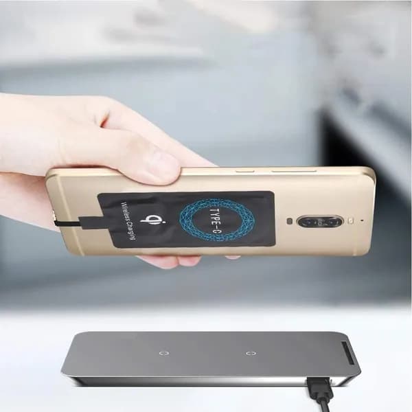 Портативный липкий USB Type-C Qi беспроводной приемник зарядки для iPhone Android
